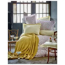 Набор постельное белье с пледом Karaca Home Freya green 