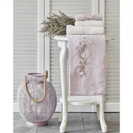 Набор полотенец Karaca Home Lucy lila offwhite 4шт. 30х50+50х90 см