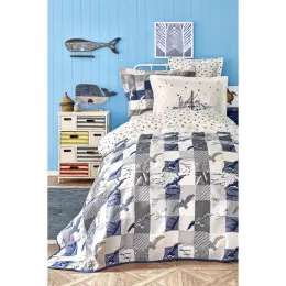 Постельное белье с покрывалом Karaca Home Veta lacivert