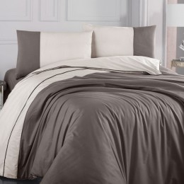 Постельное белье Altinbasak Ранфорс Люкс Kahve/Beige 200x220