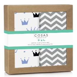 Набор наволочек Cosas Crown Blue / Zigzag Grey