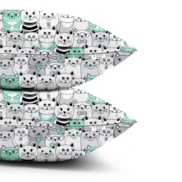 Набор наволочек Mint Grey Cats Cosas ранфорс