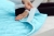 Наматрасник с шелковым наполнителем 1725 Eco Light Blue Silk Mirson на резинках по углам, фото 6