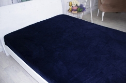Простынь на резинке Велюр Winter Frost 28-0006 Navy blue Velvet MirSon
