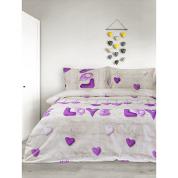 Постельное белье Iris Home Ranforce Sewn Love лиловый