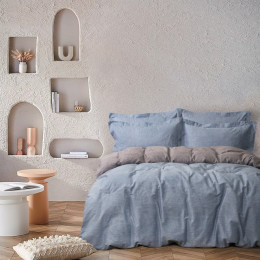Постельное белье Lotus Home Basic голубой/кофе